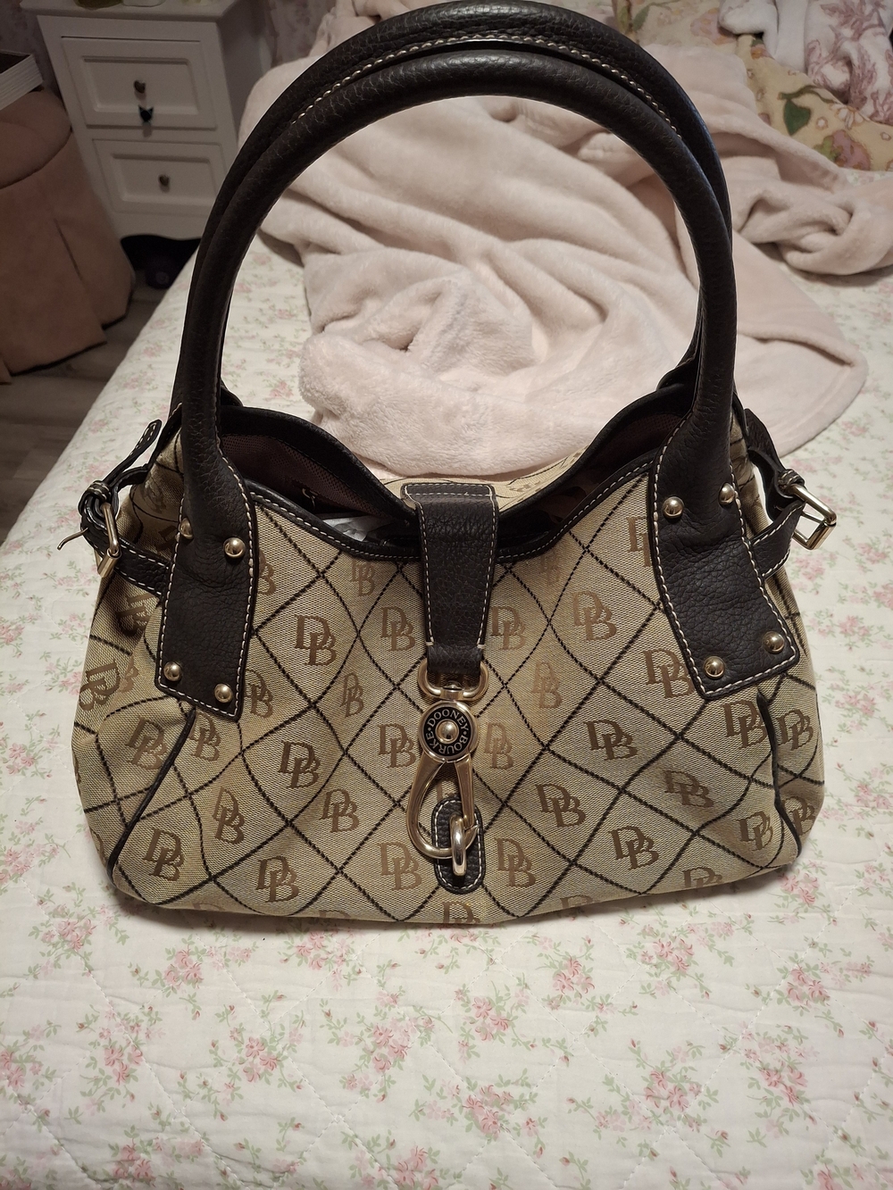 Dooney&Bourke Brown & Beige Monogram Satchel